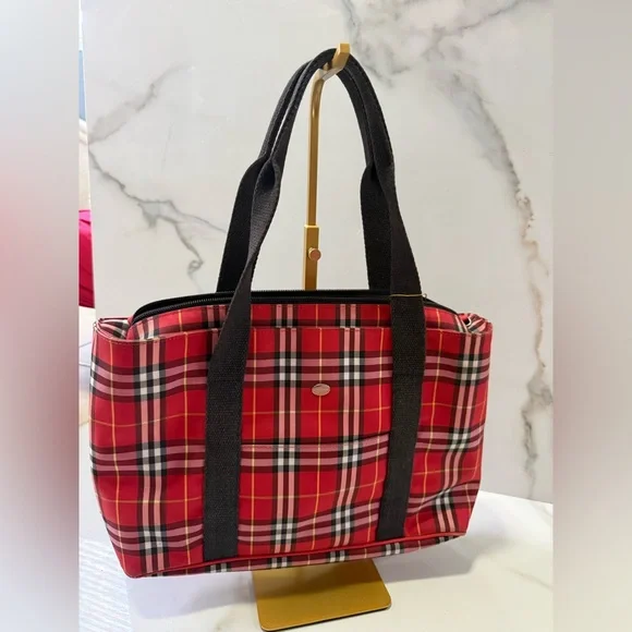 Burberry Red and Black Plaid Tote - Picture 2 of 11